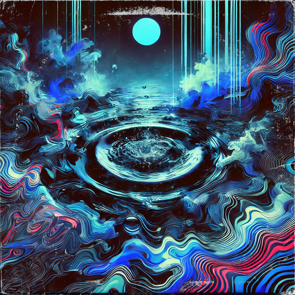 Deep End cover artwork: a moonlit pool surrounded by swirling blue and purple colors